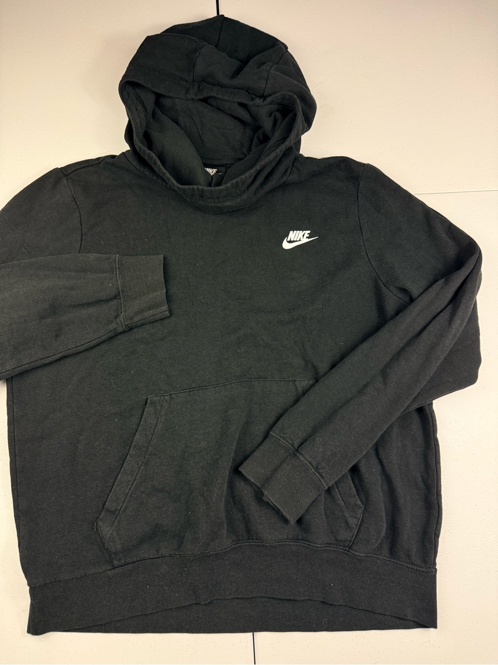 Nike womens Black Pullover Hoodie with White Swoosh